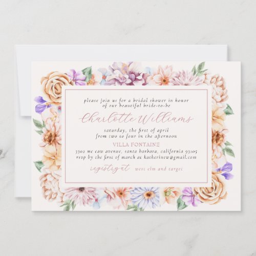 Summer Bright Colorful Flowers Bridal Shower Invitation