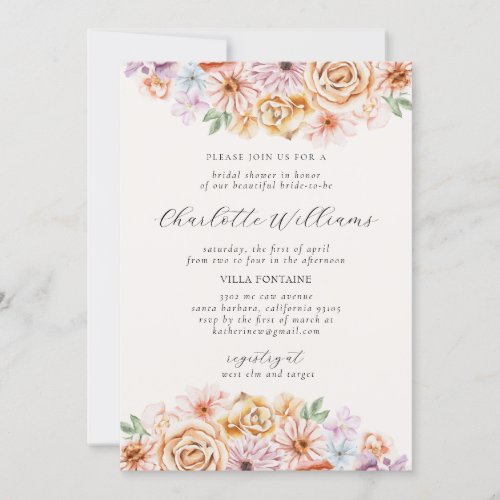 Summer Bright Colorful Flowers Bridal Shower Invitation