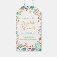 Summer Bright Cute Flowers Bridal Shower Thank You Gift Tags