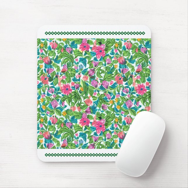 Summer bright flower garden greenery with lace mouse pad (With Mouse)