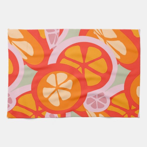 Summer bright fruit of orange grapefruit  kitchen towel