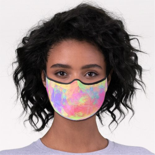 Summer Bright Pink Purple Blue Green Polygon Art Premium Face Mask