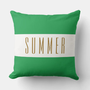 SUMMER Bright Yellow Green White Wide Stripes Outdoor Pillow