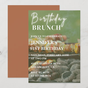Summer Brunch Bbq Backyard 91st birthday Invitation