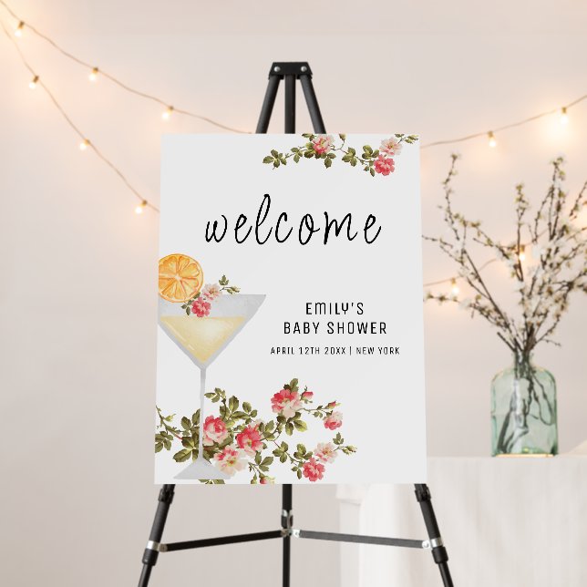 Summer Brunch Champagne Baby Shower Welcome Sign (In Situ (Stand))