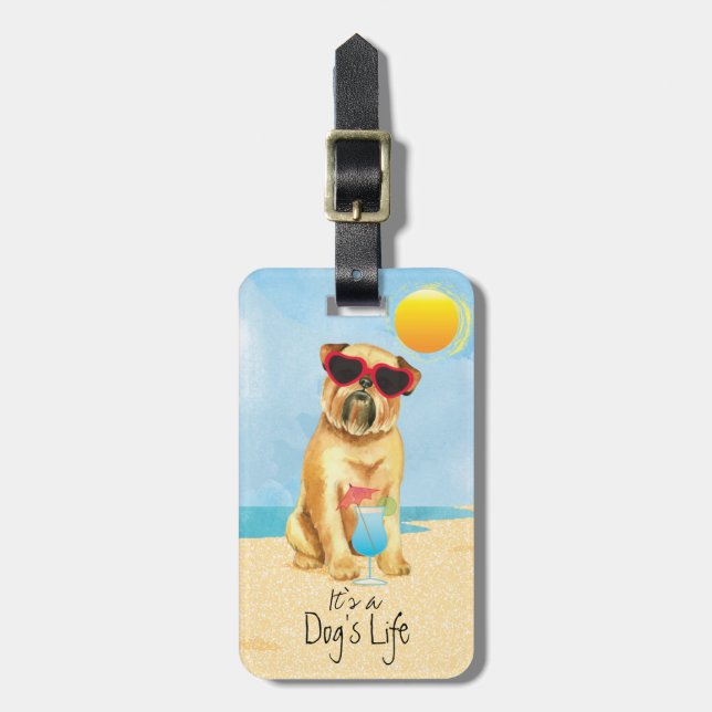 Summer Brussels Griffon Luggage Tag (Front Vertical)