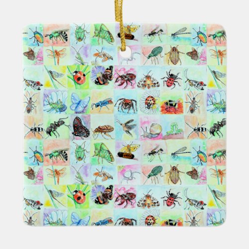 Summer Buggin Collection of Bugs in Watercolor Ceramic Ornament