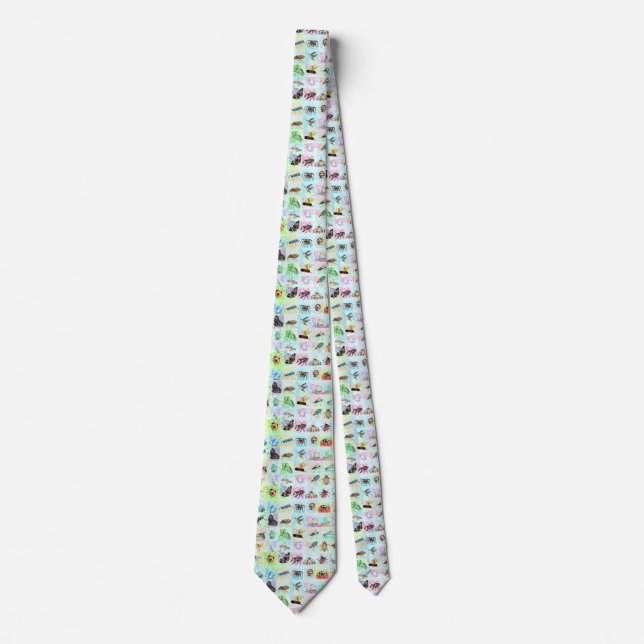 Summer Buggin Collection of Bugs in Watercolor Neck Tie (Front)