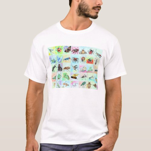 Summer Buggin Collection of Bugs in Watercolor T_Shirt