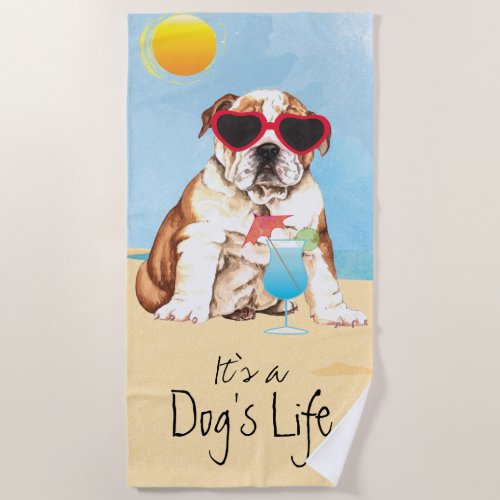 Summer Bulldog Beach Towel