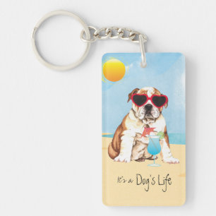 Summer Bulldog Keychain