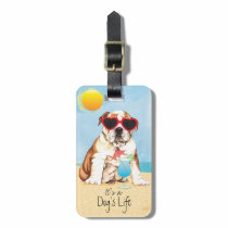 Summer Bulldog Luggage Tag