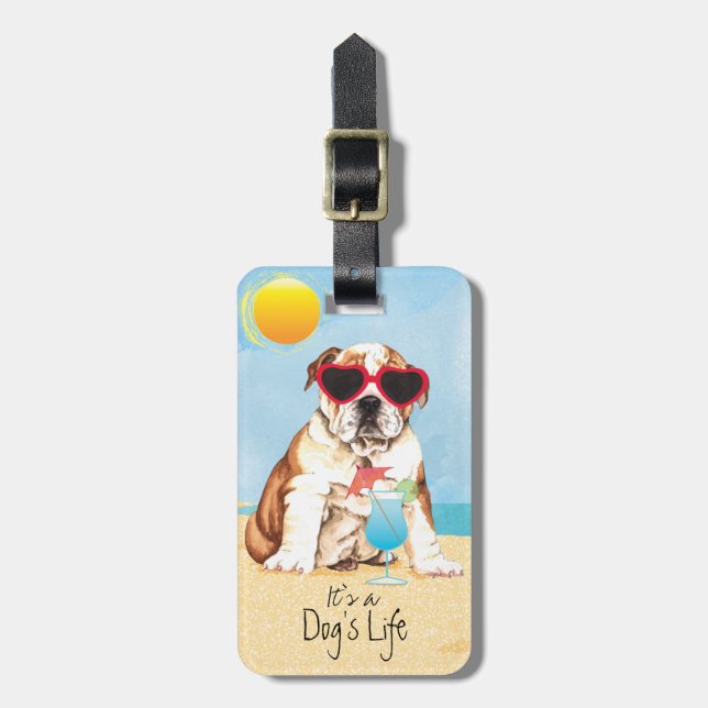 Summer Bulldog Luggage Tag (Front Vertical)