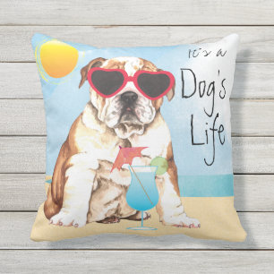 Summer Bulldog Outdoor Pillow