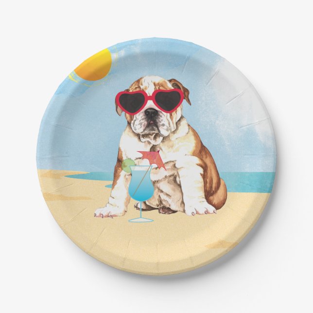 Summer Bulldog Paper Plates (Front)