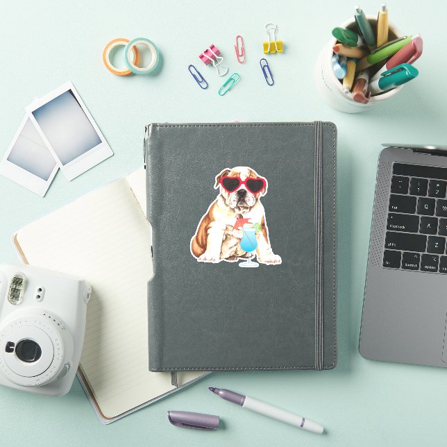 Summer Bulldog Vinyl Sticker (iPad Cover)