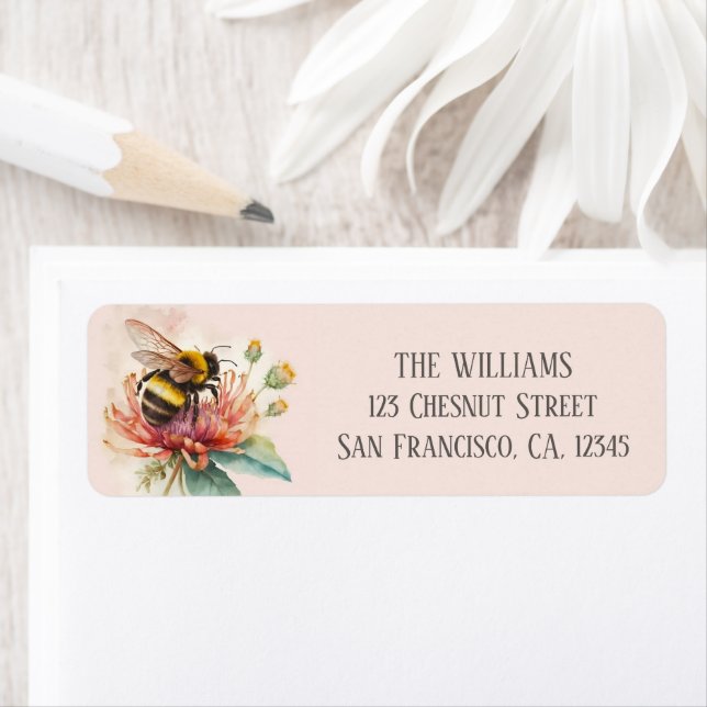 Summer Bumblebee Flowers  Return Address Label (Insitu)