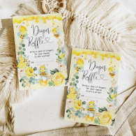 Summer Bumblebee Honeycomb Baby Diaper Raffle Enclosure Card