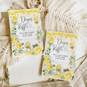 Summer Bumblebee Honeycomb Baby Diaper Raffle Enclosure Card