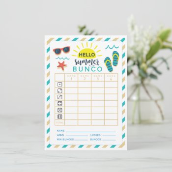 Summer Bunco Score Card June July by LaurEvansDesign at Zazzle