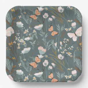 Summer Butterflies and Wildflowers Paper Plates