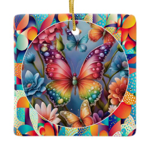 Summer Butterflies  Ceramic Ornament