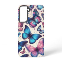 Summer Butterflies; pattern in pink and blue