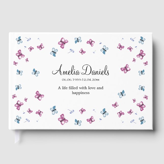 Summer Butterfly in  Memory  Foil Guest Book (Front)