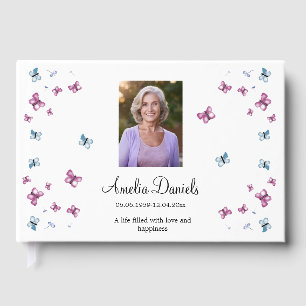 Summer Butterfly in Memory Photo Foil Guest Book