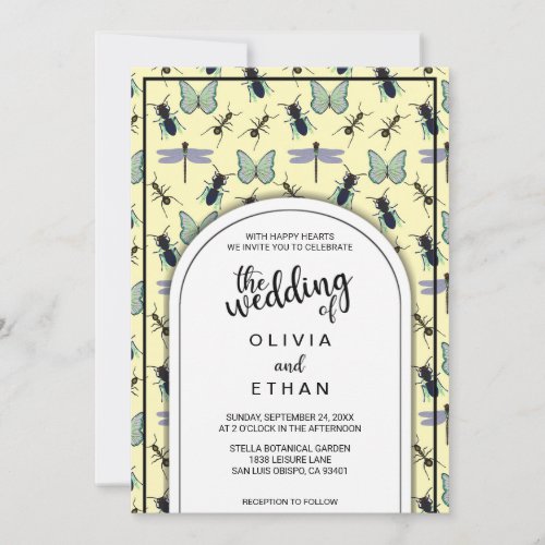 Summer butterfly pattern floral Wedding Invitation