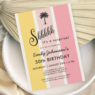 Summer Cabana Stripes Coastal 30th Birthday Invitation