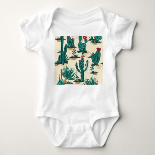 Summer Cactus Blooming Desert Print Baby Bodysuit