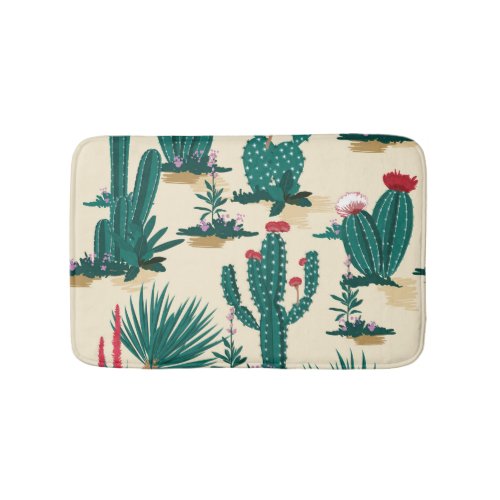 Summer Cactus Blooming Desert Print Bath Mat