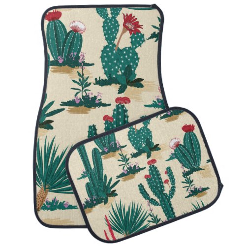 Summer Cactus Blooming Desert Print Car Floor Mat