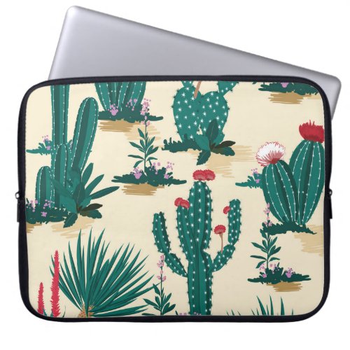Summer Cactus Blooming Desert Print Laptop Sleeve