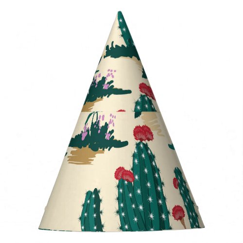 Summer Cactus Blooming Desert Print Party Hat