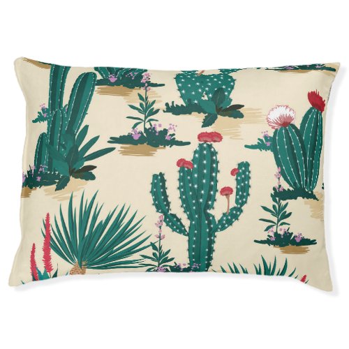 Summer Cactus Blooming Desert Print Pet Bed