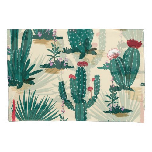 Summer Cactus Blooming Desert Print Pillow Case