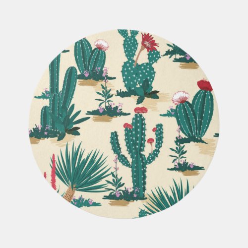 Summer Cactus Blooming Desert Print Rug