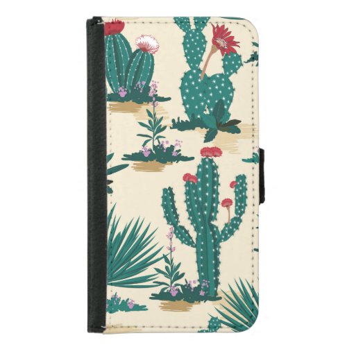 Summer Cactus Blooming Desert Print Samsung Galaxy S5 Wallet Case