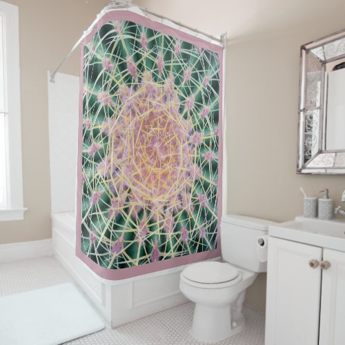 summer cactus spiked circle pattern shower curtain