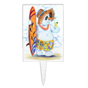 Summer Cake Topper Snowman Surfer