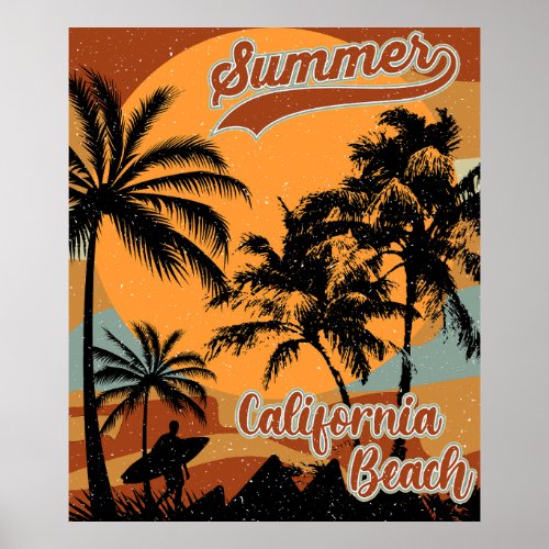 Summer California Beach Vintage Poster