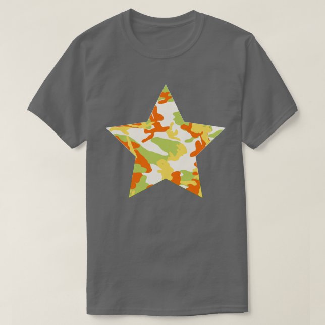 Summer Camo Pattern Star T-Shirt (Design Front)