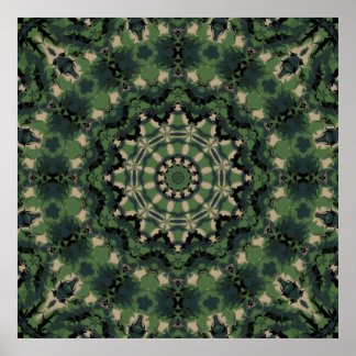 Summer Camouflage Kaleidoscope Poster