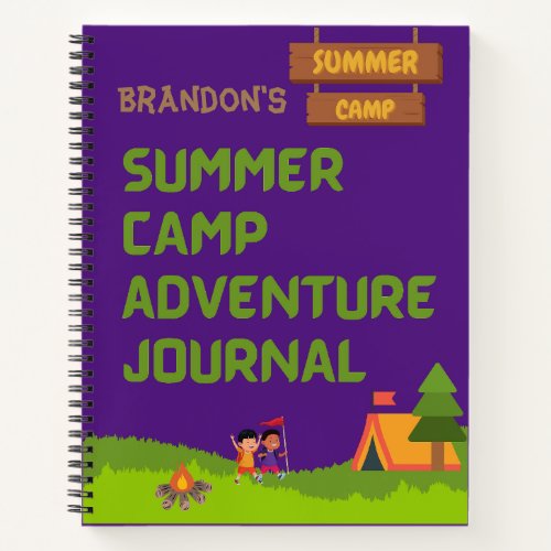 Summer Camp Adventure Journal Personalize w Name