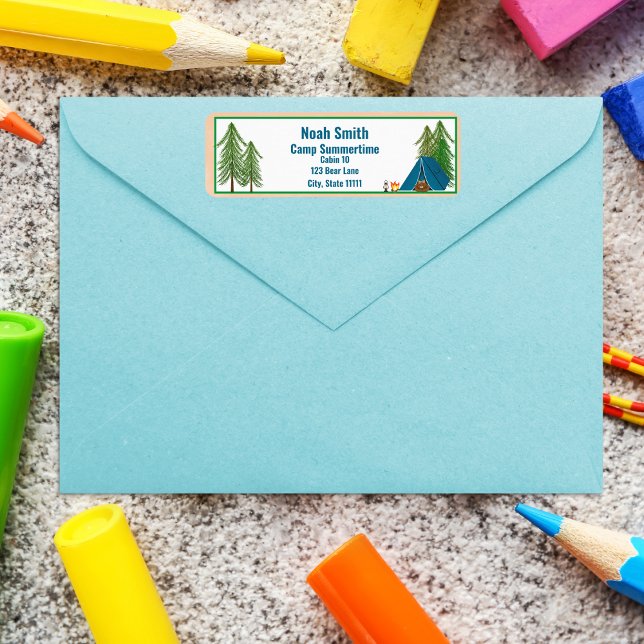 Summer Camp Bear Camping Return Address Label (Creator Uploaded)