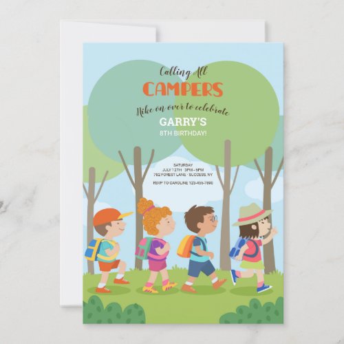 Summer Camp Buddies Birthday Invitation