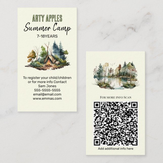 Summer Camp Business Card - woodland  Design (Front/Back)