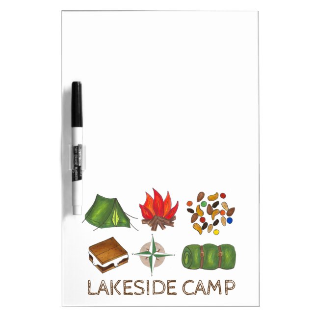 Summer Camp Cabin Decor Campfire Compass Fire Tent Dry-Erase Board (Front)
